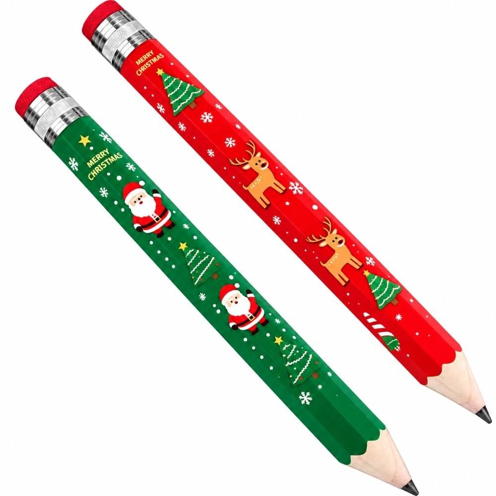 33cm Large Size Big Pencil Christmas Pattern Oversized Wooden Pencil Cute Giant Pencil  Photo Prop
