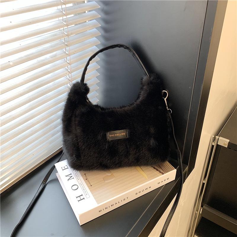 Herbst/Winter Plüsch Damen Trendige Braunbär Schulter- & Umhängetasche