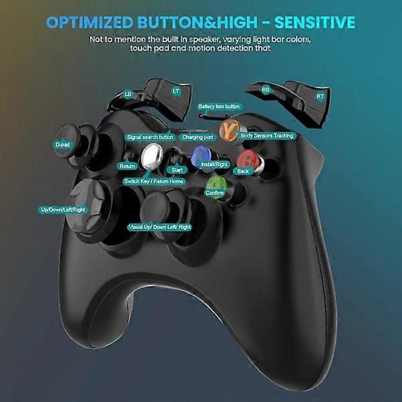 Wireless Controller for Xbox 360, 2.4 GHz Gamepad Joystick Wireless Controller (Black).