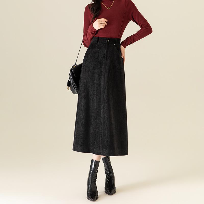 

Xin Ge Knitted Chenille Midi Skirt - Women s Autumn/Winter Slimming A-line Bodycon Medium