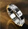 Bo Family 925 Sterling Silver Rotating Diamond-Inlaid Signature Ring Set - Double Row Full Diamond Couple Rings for Luck.
