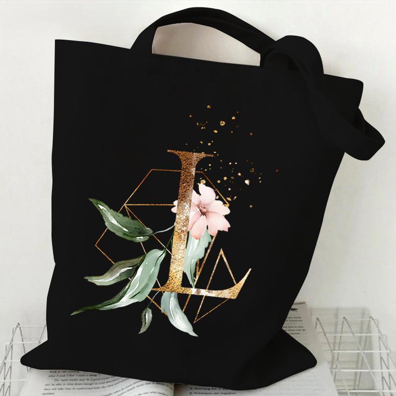 Print Canvas Bag Women's Shoulder Bag Fashion Floral Letter Ladies Hand Bags Alphabet Tote Bag