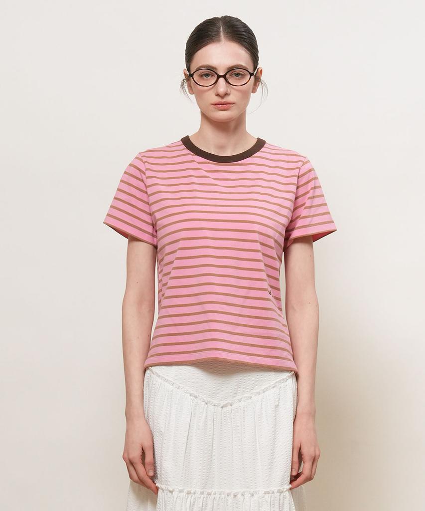 GENERALIDEA Color Block Stripe Short Sleeve T-Shirt [Pink] / Gf2Lts522