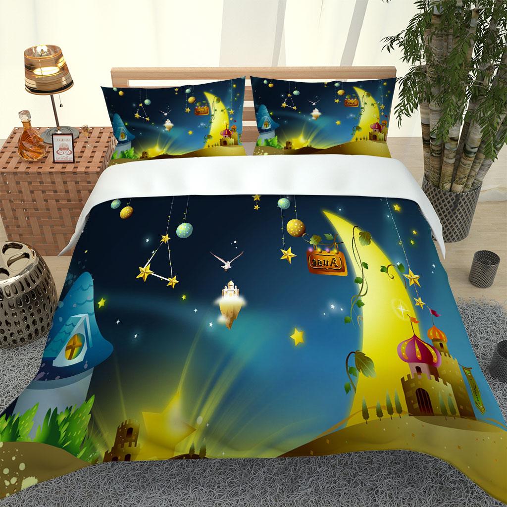 Twin Size Bedding 3D Duvet Cover Set for Children Building Castles 3pcs Luxury Bedding Bed Single Quilt Cover Queen King