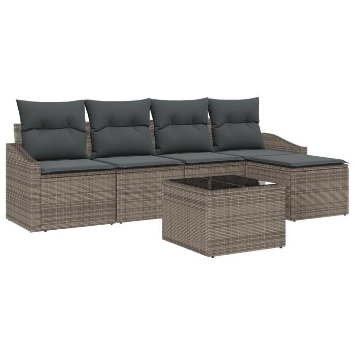 VidaXL Ensemble de canapés de jardin 5 pièces avec coussins en poly rattan noir 3346689