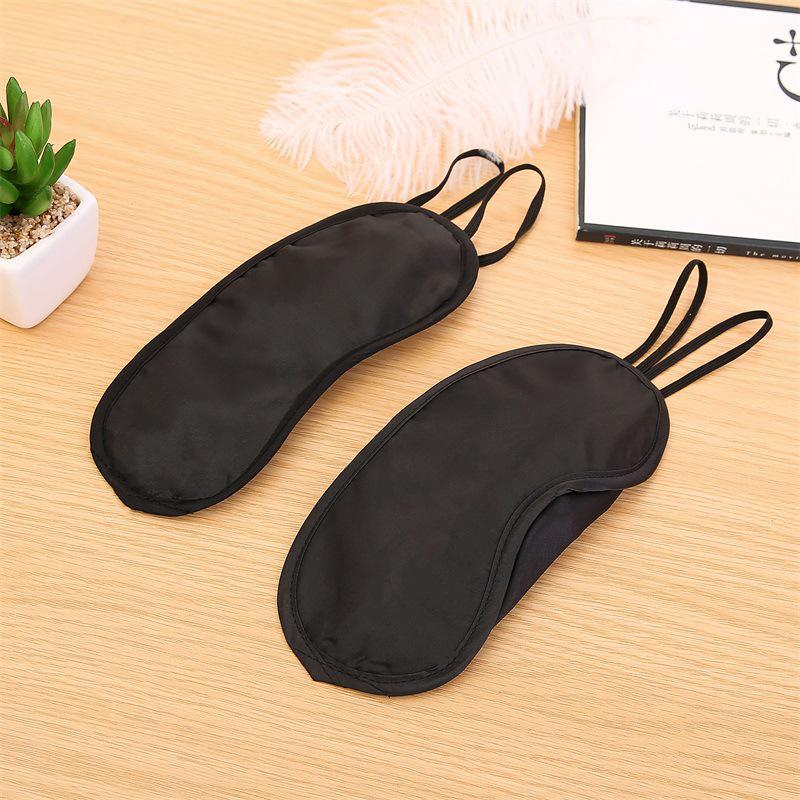Pure Black Travel Sleep Mask with Double Elastic Band