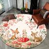 Forest animals and mushrooms Flannel-printed round floor mats are slip-resistant Suitable for living room terrace garden carpets