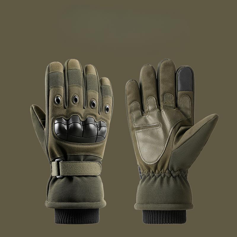 

Winter Warmth and Velvet Tactical Gloves Outdoor Training Mountaineering and Cycling Wear Resistant Motorcycle Full Finger Sports Thickened Men L