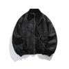 Amerikanische Retro PU-Leder Bomberjacke - Unisex Herbst/Winter Stehkragen Baseball Pilot Style