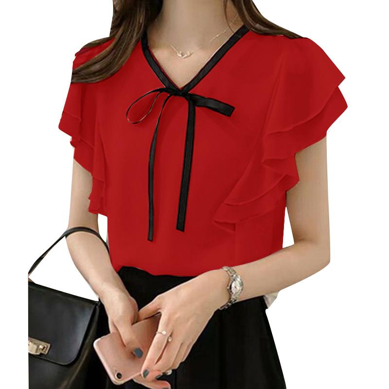 ZANZEA Womens Summer Casual Ruffles Short Sleeve Loose Blouse