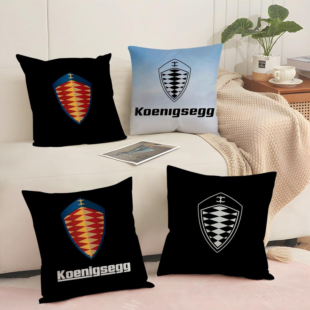 Luxury Car Kkoenigsegg Logo Cushion Cover Short plush Doublesided Print Square Throw Pillow Covers Sofa Home Cushion Decor