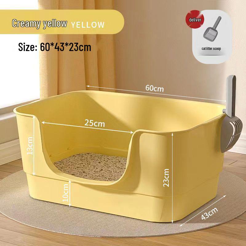 Extra-Large Splash-Proof Semi-Enclosed Cat Litter Box for Maine Coons