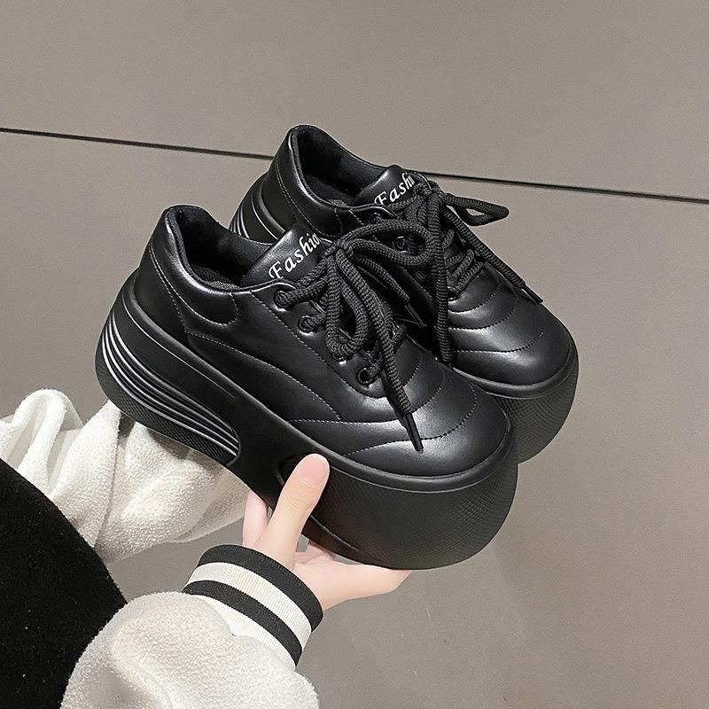 Ugly cute bread shoes women's autumn new versatile lace-up comfortable muffin platform sports and leisure board shoes