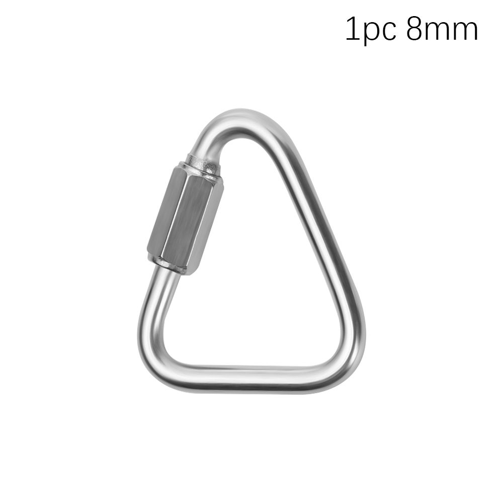 Stainless Steel Triangle Carabiner Outdoor Camping Hiking Keychain Snap Clip Kettle Buckle Chain Screw Lock Accessories