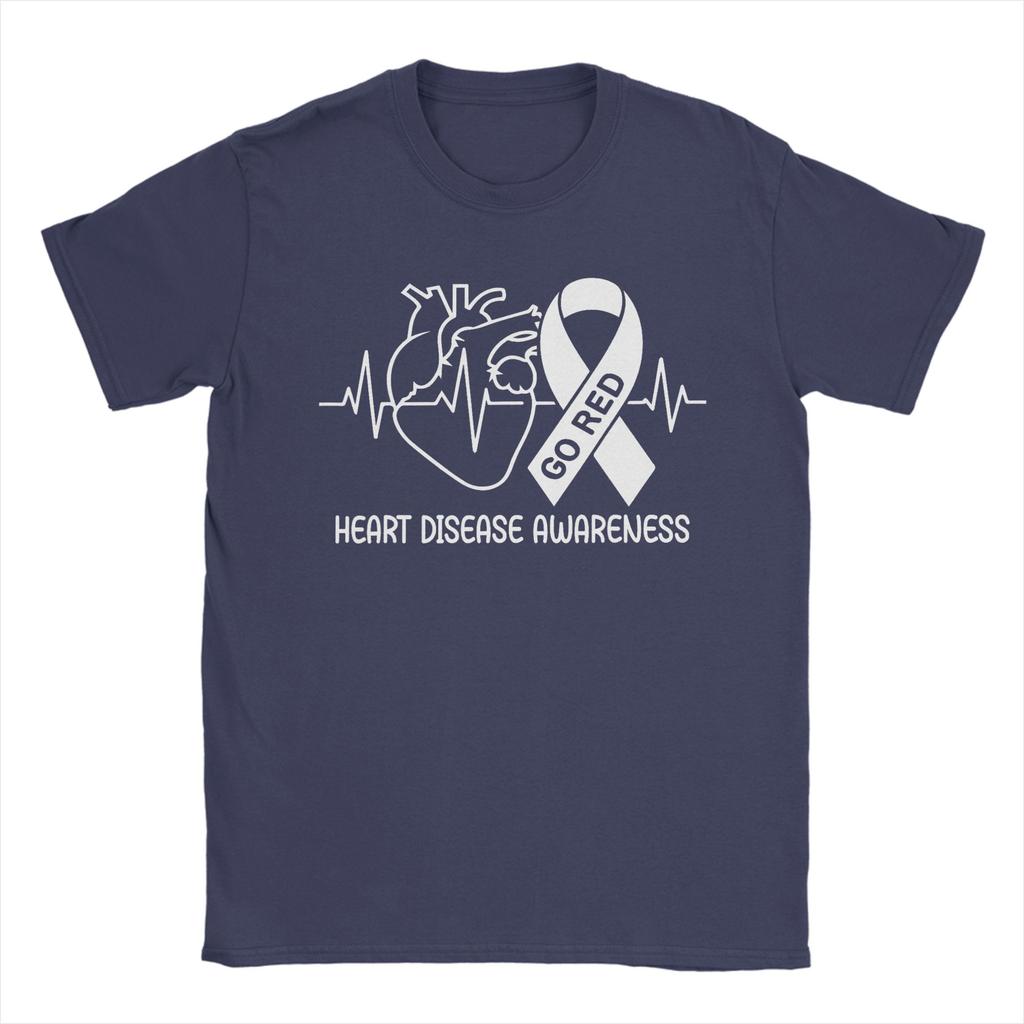 Go Red Heart Disease Awareness February Red Ribbon Month T Shirt Summer  Cotton TShirts For Unisex Harajuku Custom Logo Tee Shirt
