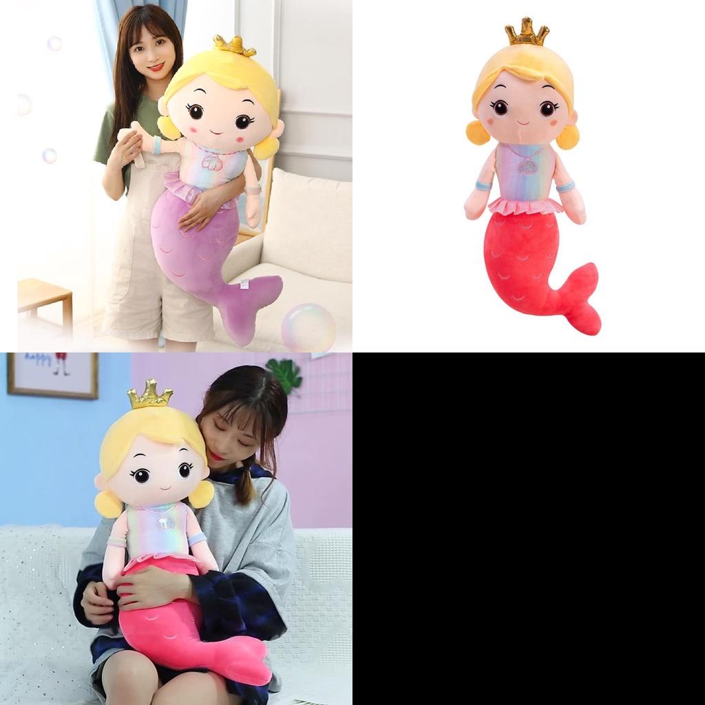 Cute Mermaid Plush Pillow Toy For Girls, Princess Bed Decor, Soft Velvet Stuffed Doll
