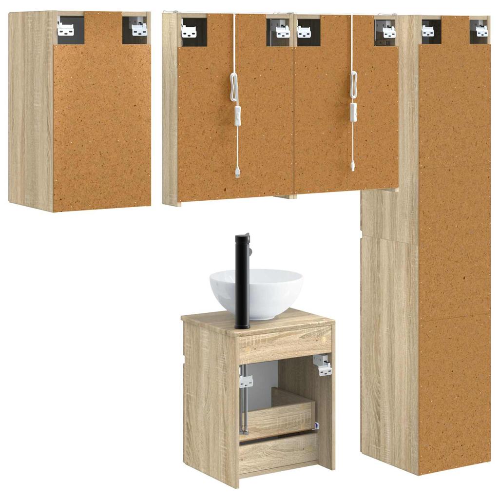 5 Piece Bathroom Cabinet Set Sonoma Oak Finish 43 x 11.5 x 60.5 cm