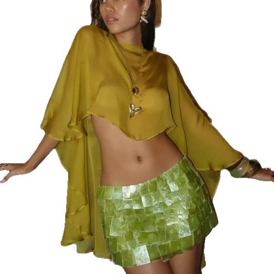 Chiffon Shawl Ruffle Outerwear: European & American Style Women's Sun Protection Shirt