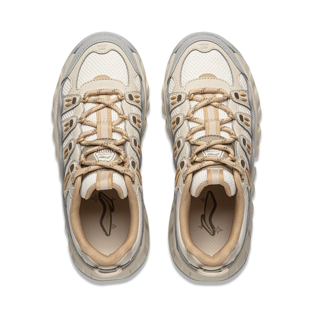 Li Ning Cookie Shoe Cushioning Slip Resistant Abrasion Resistant Breathable Lightweight Low top Casual Shoes Women's AGCW028-5