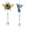 1 Juego de nuevo kit de colgante de pintura de diamante, libélula, lobo, sol, mariposa, pájaros, abejas, arte, carillón de viento, colgante, decoración del jardín del hogar, 5 estilos