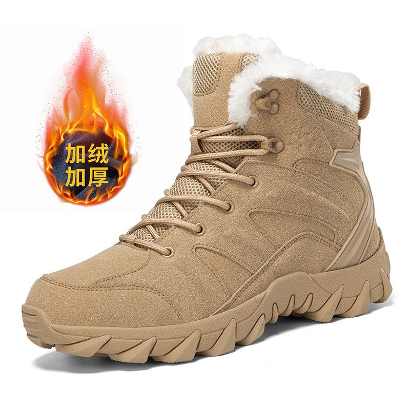 

New large size men s velvet snow boots outdoor hiking boots men s combat boots high top field boots casual shoes 39