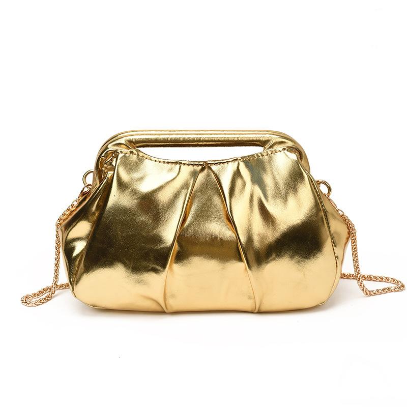 Design compatto, Borsa di grande capacità, Borsa a tracolla da donna plissettata con catena, Borsa a spalla sotto il braccio