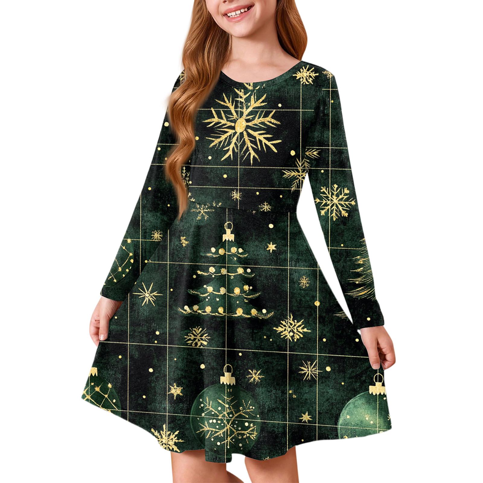 

Платье принцессы для девочек - Платье-футболка А-силуэта с длинным рукавом на Рождество 160