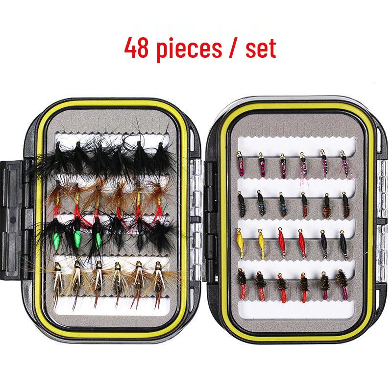 Double-Layer Waterproof Box with 24/32/72-Piece Artificial Fly Fishing Lure Set