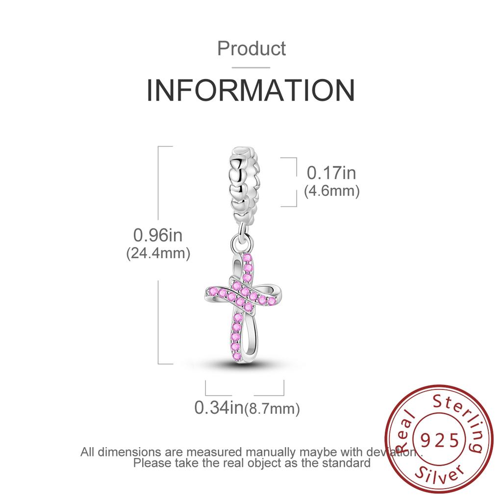 New In Copper Pink Eternal Cross Pendant Charms Jewellery Fit Original Bracelet For Women Diy Gift Fashion