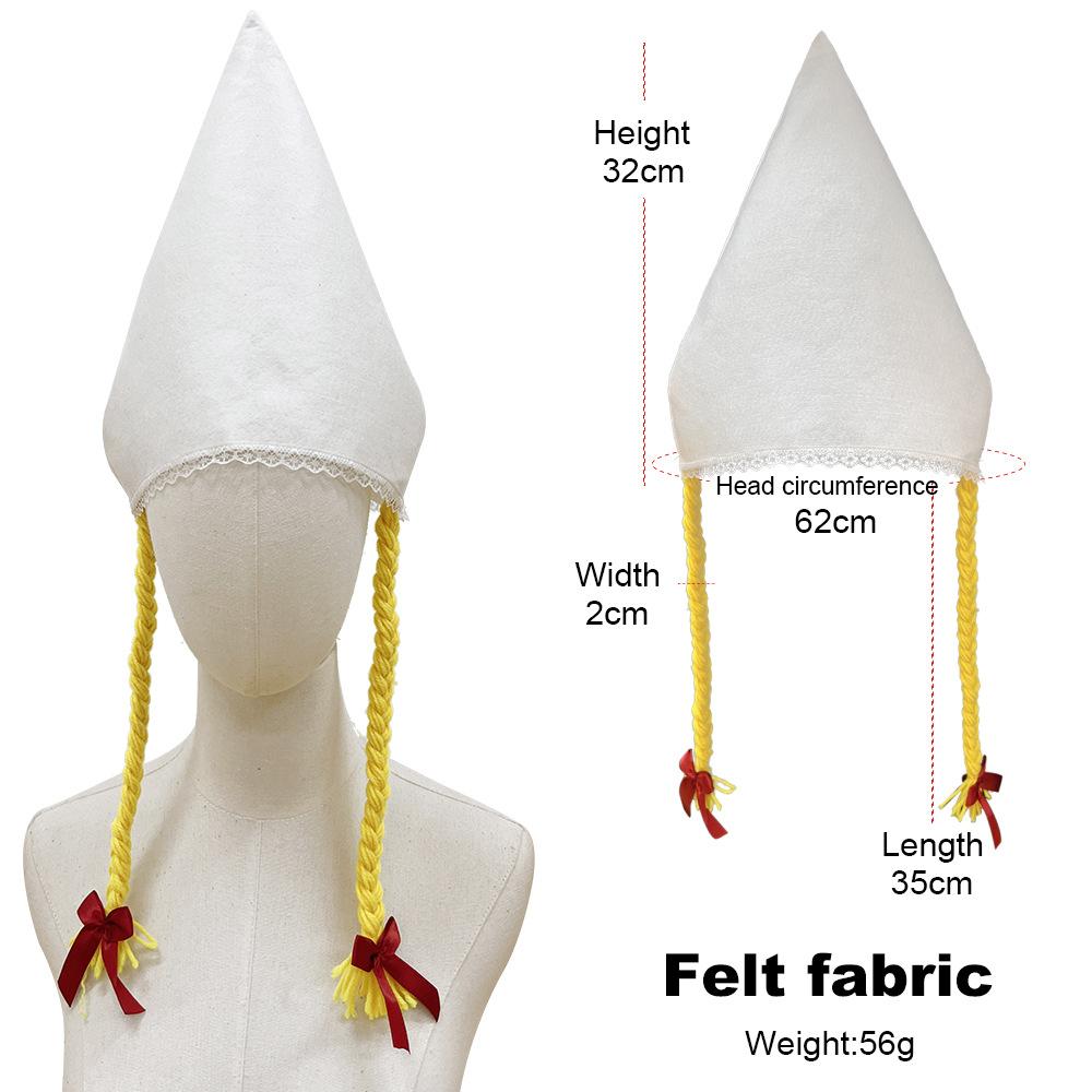 L Oktoberfest Braid Hat Women Bavarian Beer Girl Pointed Cap Princess Cone Hat Halloween Party Carnival Costume Accessory Set EU One Size белый