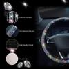Car Steering Wheel Cover with Bling Full  Crysta Diamond Carbon Fiber Universal Protector Suitable 36-38cm Vehicle 