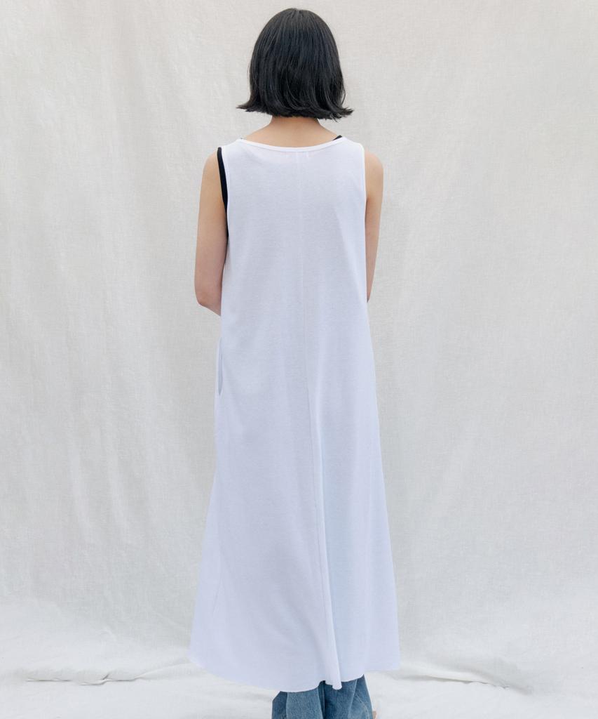Step Around Waffle Jersey Henley Sleeveless Dress_White