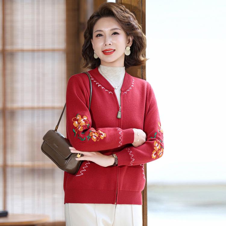 

Spring and Autumn Cardigan Suit for Middle-aged and Old Women New Mother s Autumn Dress Western Style Knitted Coat Hi Mother-in-law Wedding Dress XL