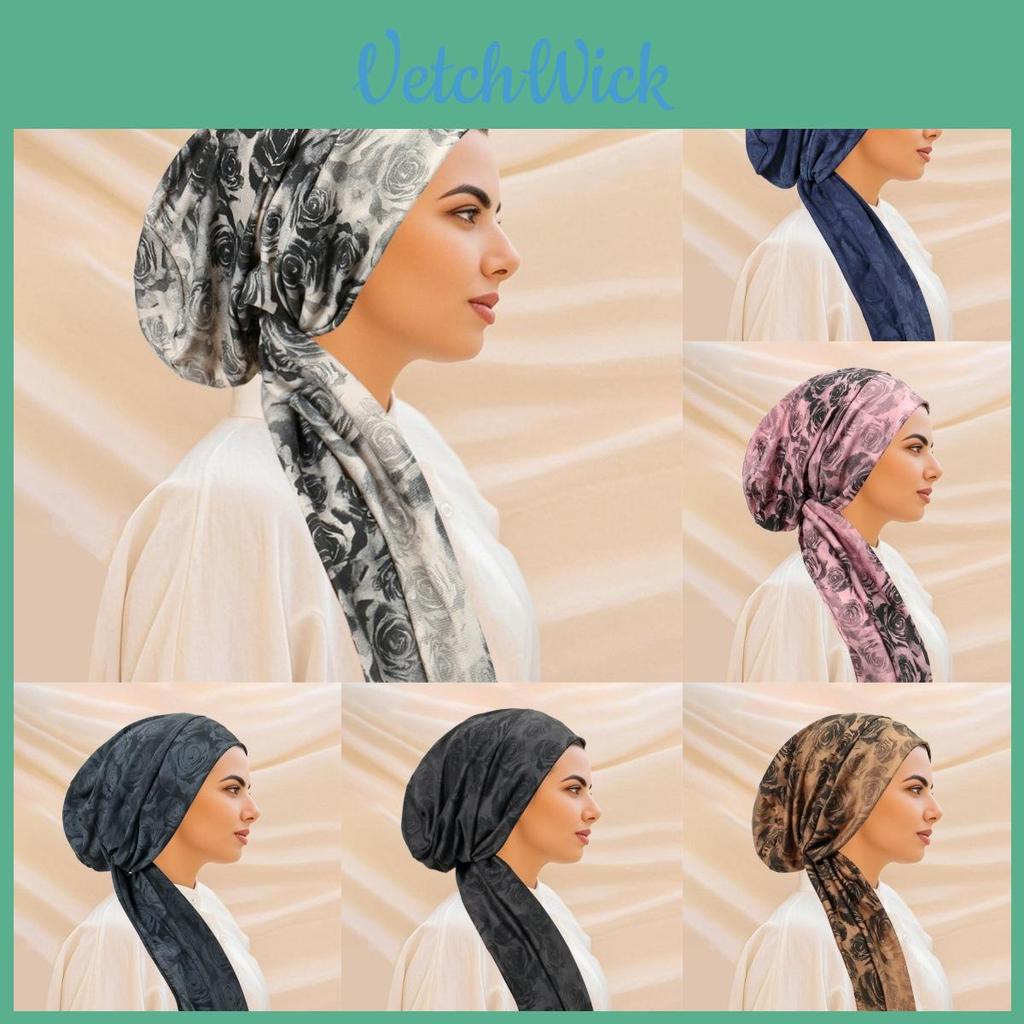 Vintage Rose Pattern Headscarf Hat With Tie Strap For Women Summer And Winter Wear