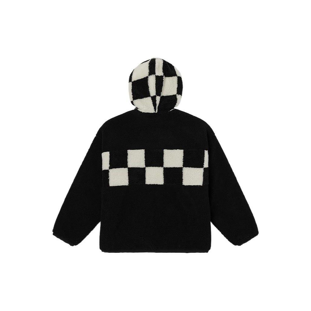 Vans FW22 Retro College Style Checkerboard Patchwork Jacket Unisex jackets Black VN00090ZBLK