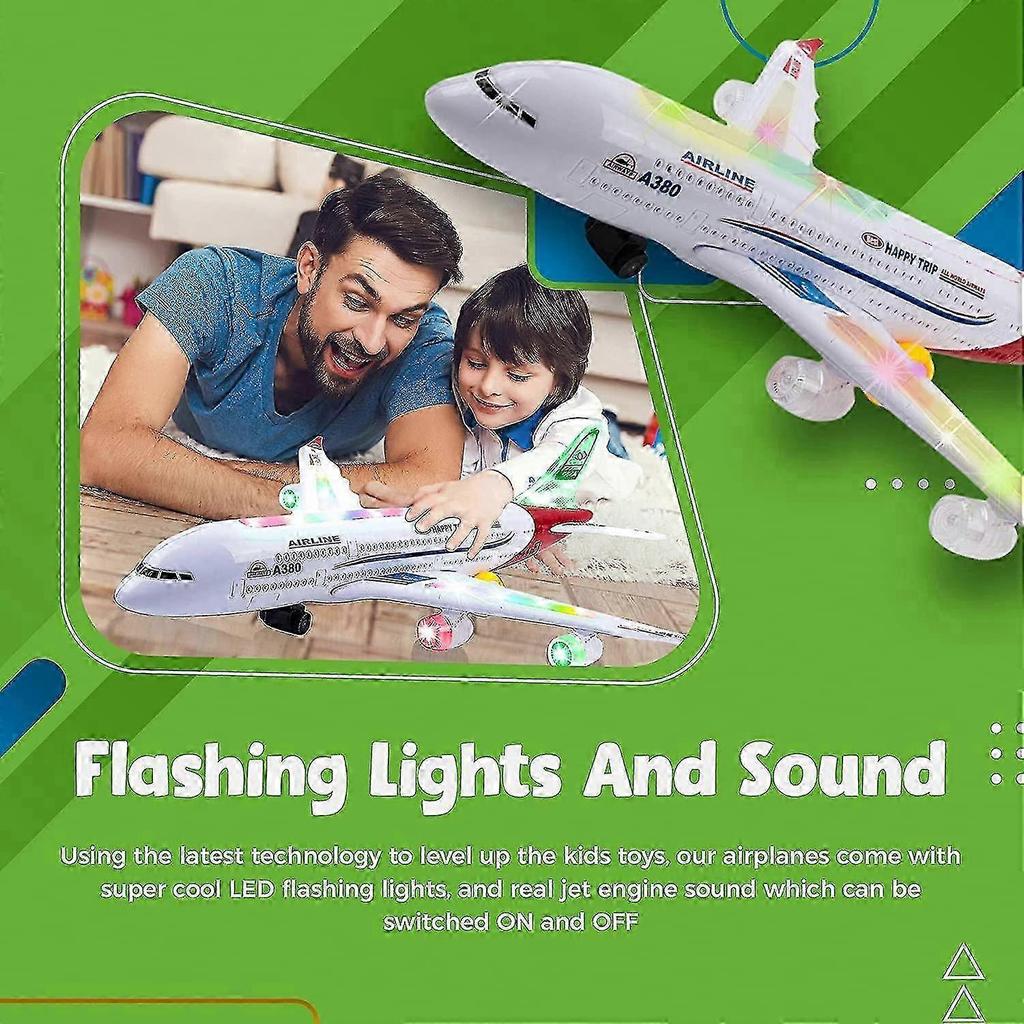 Giocattoli Aereo 2025 Per Bambini, Azione Bump And Go, Aereo Giocattolo per Bambini Piccoli Con Luci Lampeggianti LED e Suoni Per Bambini e Bambine dai 3 ai 12 Anni (airbus A380)