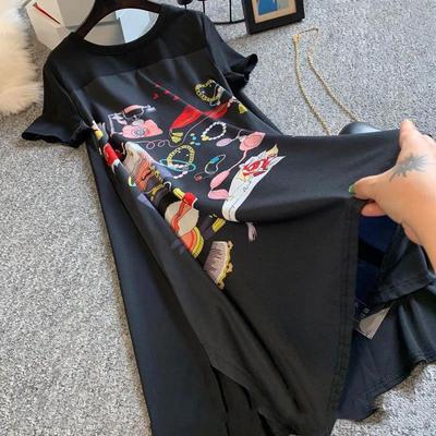 Women's Short Sleeve Long Large Size Short Sleeve Printed Office Cool Breathable Short Sleeve