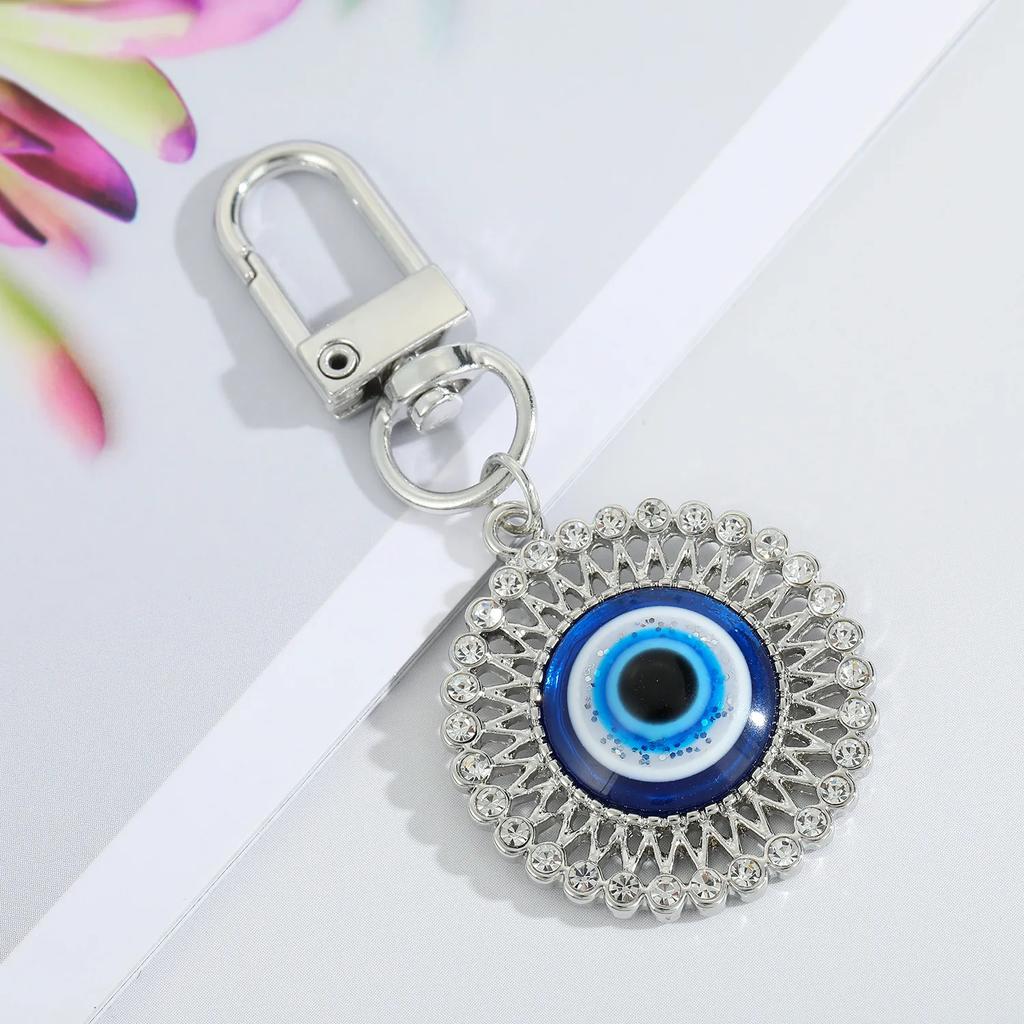 Böser Blick Schlüsselanhänger Schlüsselring für Frauen Freundinnen Liebhaber Bunter Strassstein Hand Herz Auge Anhänger Tasche Auto Schlüssel Zubehör Geschenk