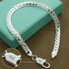Pulseira de prata esterlina 925 5mm 20cm corrente lateral plana fecho lagosta pulseira para mulher homem festa casamento noivado joias presente
