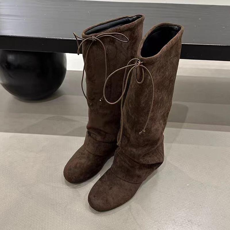 

Балетки Женские Высокие Сапоги Замшевая Дизайнерская Обувь Зимнее Платье До Колена Женские Сапоги 2025 Новый Тренд Готические Челси Botas Mujer 41 кофейный