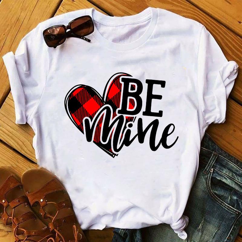 Summer 2025 Fashion Leopard Flower Sweet Love You Lady Ladies Womens Tee T-Shirt Graphic Female Valentine's Day Top T Shirt Gift