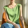 Summer Women's Vest Silk Round Neck Sleeveless Solid Top Vests