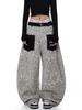 Unisex High Waist Barrel Jeans Loose Fit Streetwear Wide Leg Jeans Vintage American Zip Fly Stretch Denim Trousers