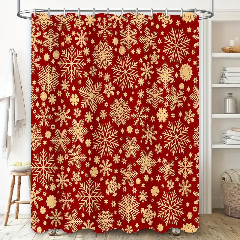Christmas Snowflake Shower Curtain with Gold Pattern for Bathroom Decor Printed Fabric Waterproof Home Supplies In Bath from Hom