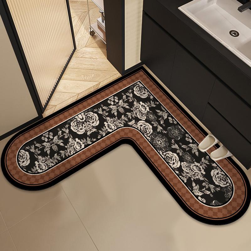 

Средний античный стиль вход в ванную комнату абсорбирующий противоскользящий Г-образный коврик в форме сердца для угла ванной комнаты 70 * 70cm