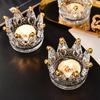 1/2Pcs Unique Crown Candle Holders Glass Candlestick Stand Glass Tea Light Holder  Home Decor