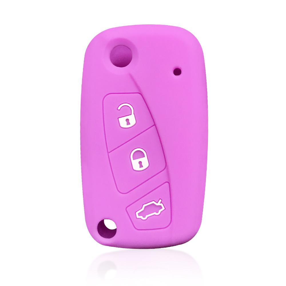 Soft Silicone Key Holder Cover For Fiat Grande Punto Panda Lancia Stilo Bravo 500 Ducato 3Buttons Filp Folding Car Accessories