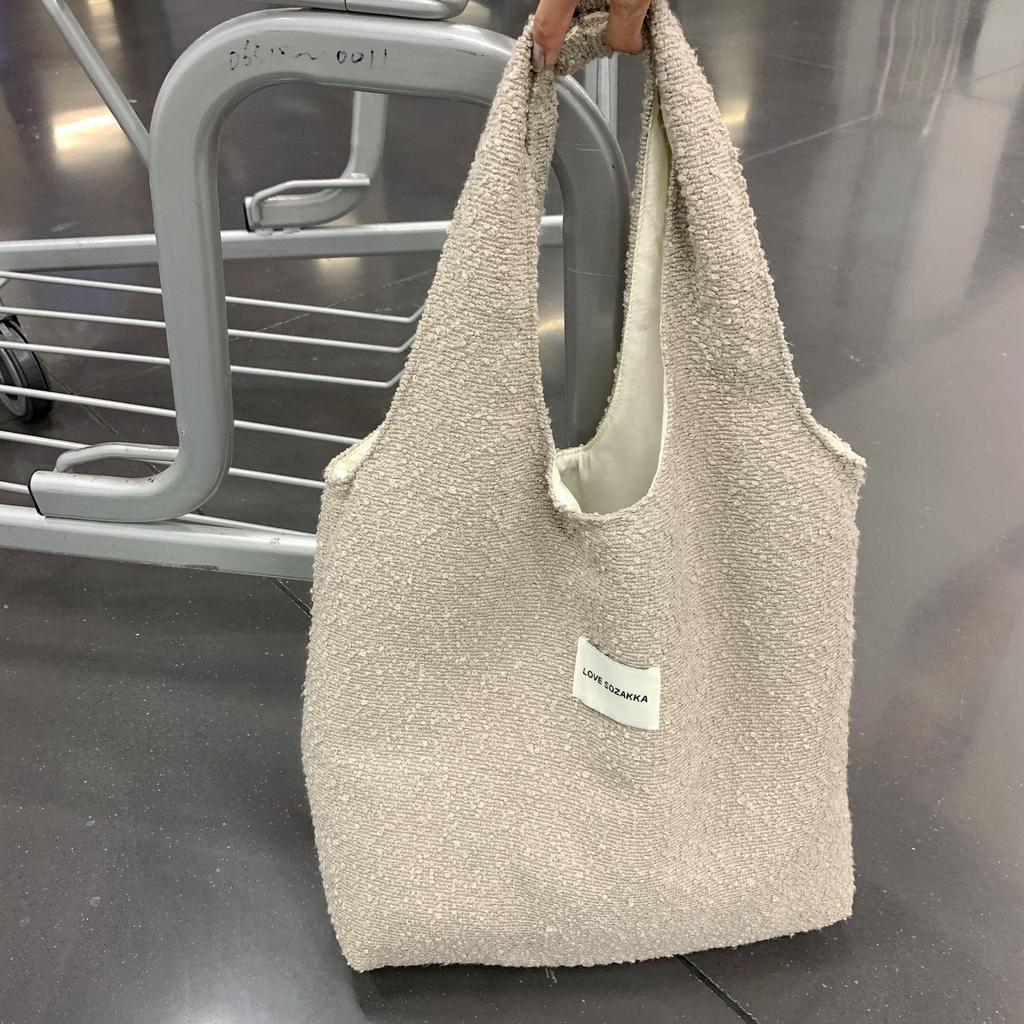 Dámská vlněná taška přes rameno Harajuku univerzální velkokapacitní vintage vesta