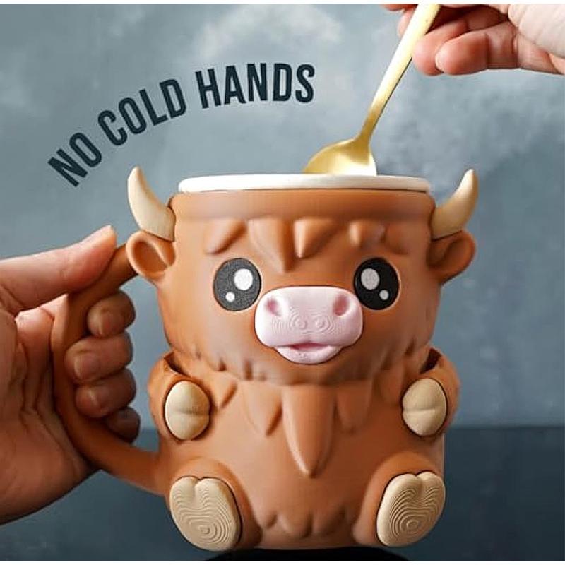 New Creative Cute Cow Cup Cow Shaped Ice Cream Cup With Snack Drawer And Handle High Beauty Reusable Mug Birthday Present