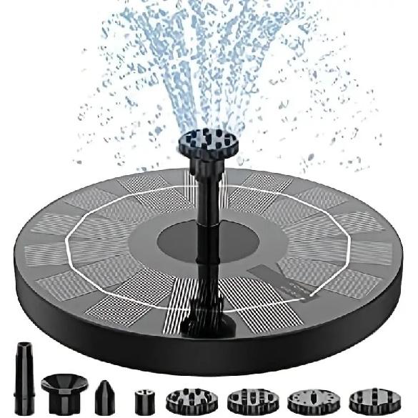 3.5W Solar Fountain Pump, Solar Water Pump Floating Fountain Built-in 1500mAh Battery, with 6 Nozzles, for Bird Bath